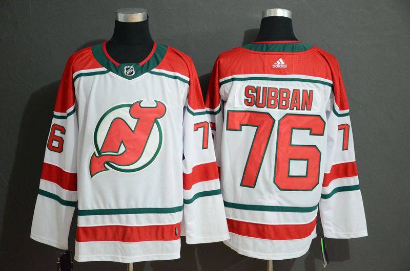 Men New Jersey Devils 76 Subban White Adidas Stitched NHL Jersey